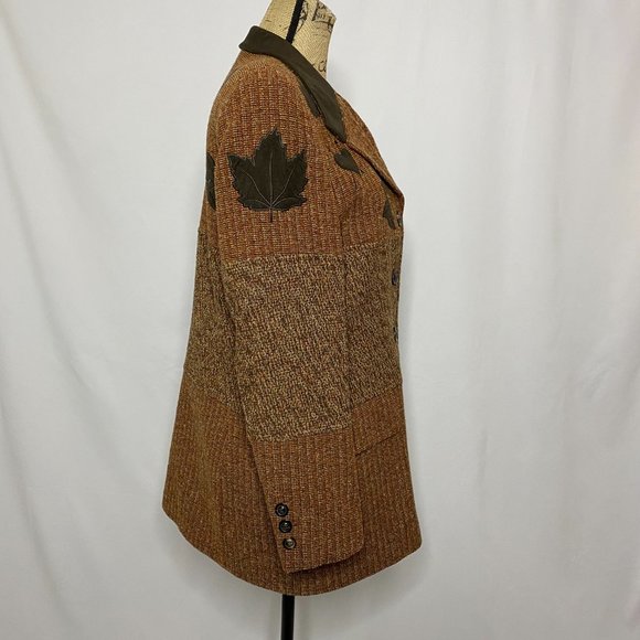 Escada Wool Blend Tweed Leaf Fall Foliage Button Up Blazer Jacket - Picture 5 of 10